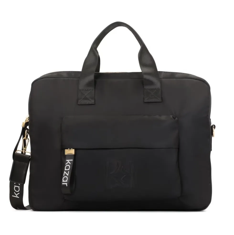 Sort Tekstil Laptop Taske med Håndtag