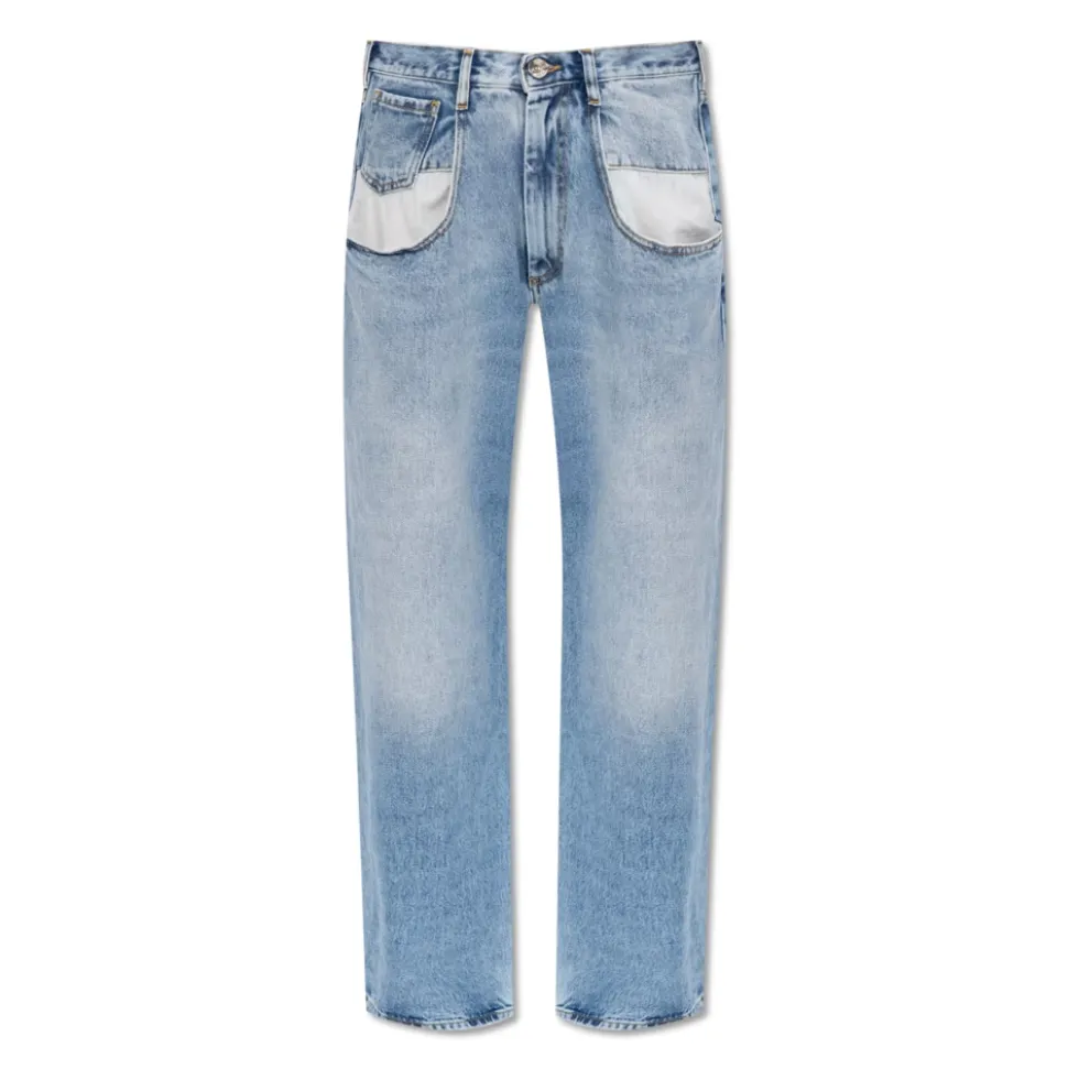 Straight Jeans Med Kontrasterende Lommer