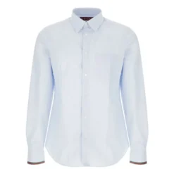 Stribet bomuldsskjorte med web