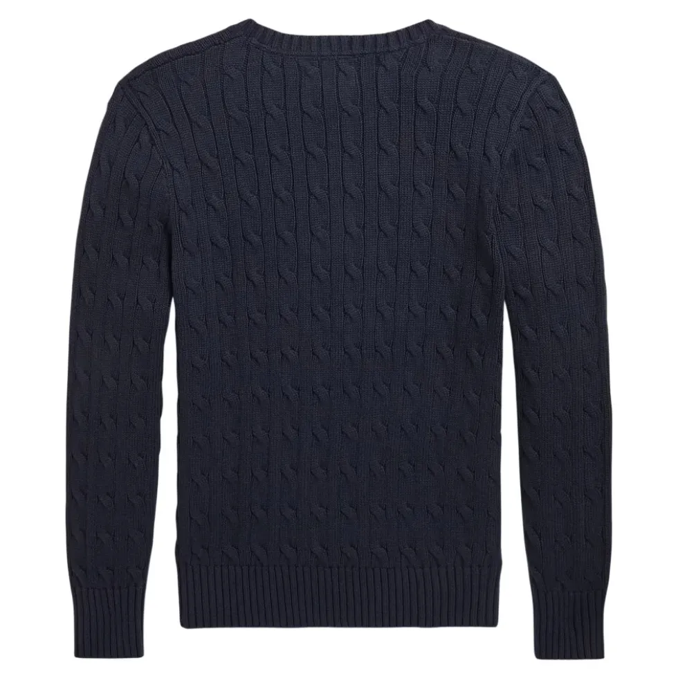 Strikket sweater i bomuld med kabelstrik
