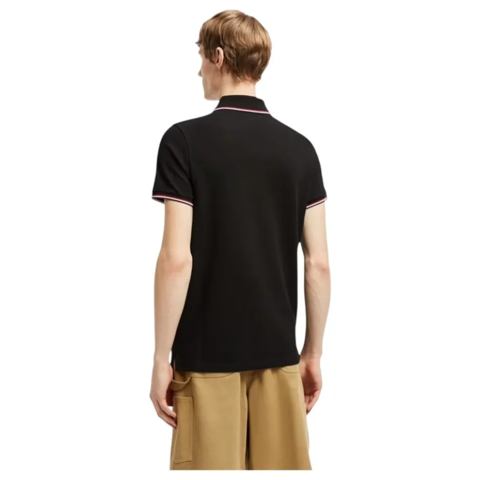 Tricolor-Trimmet Polo Shirt i Sort