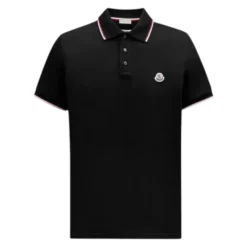 Tricolor-Trimmet Polo Shirt i Sort