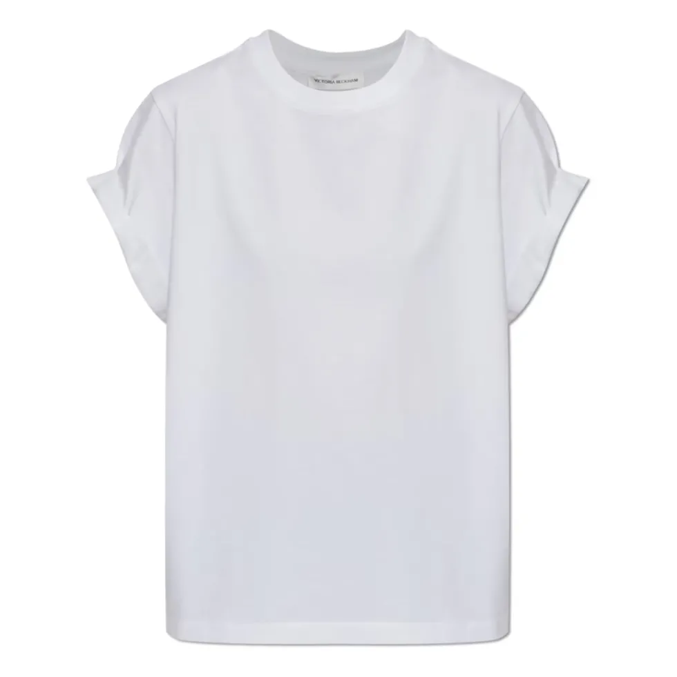T-shirt med opsmøgede ærmer