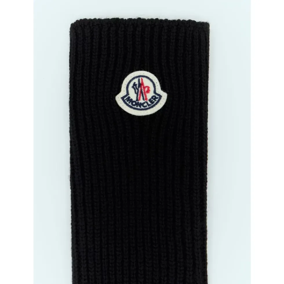 Uldstrikkede handsker med logo patch
