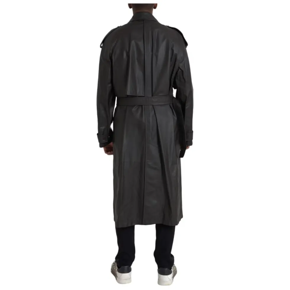 Vandtæt læder trenchcoat jakke