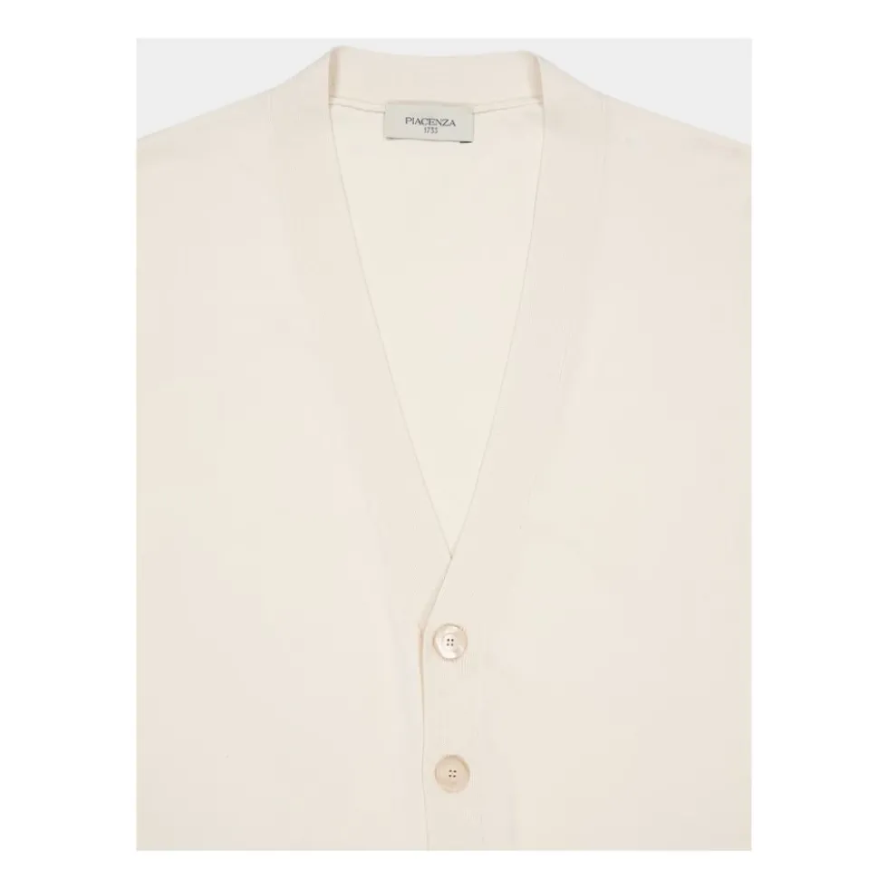 V-Neck Knap Cotton Cardigan