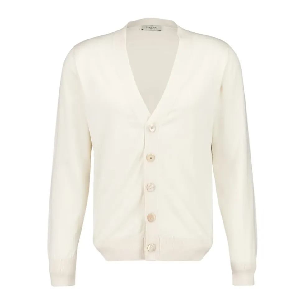 V-Neck Knap Cotton Cardigan