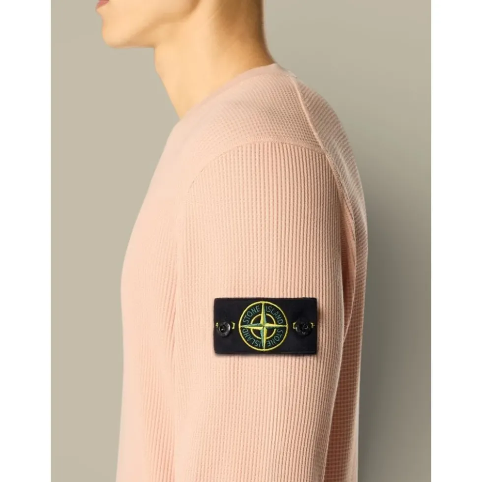 Waffle Cotton Crewneck Sweatshirt
