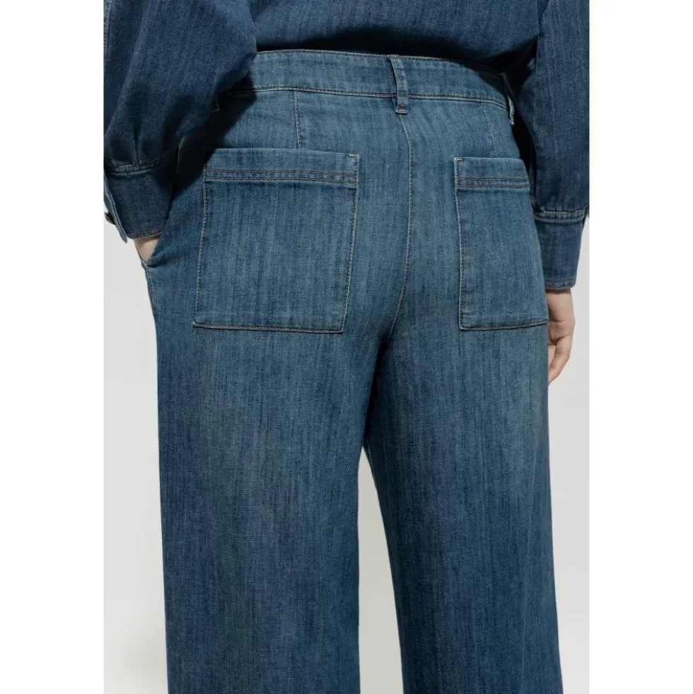 Wideleg Bleach Wash Denim Bukser