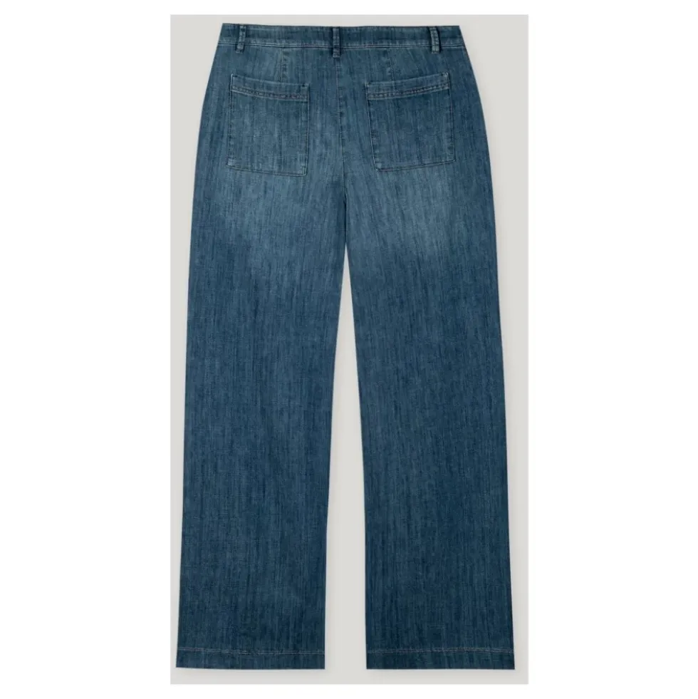 Wideleg Bleach Wash Denim Bukser