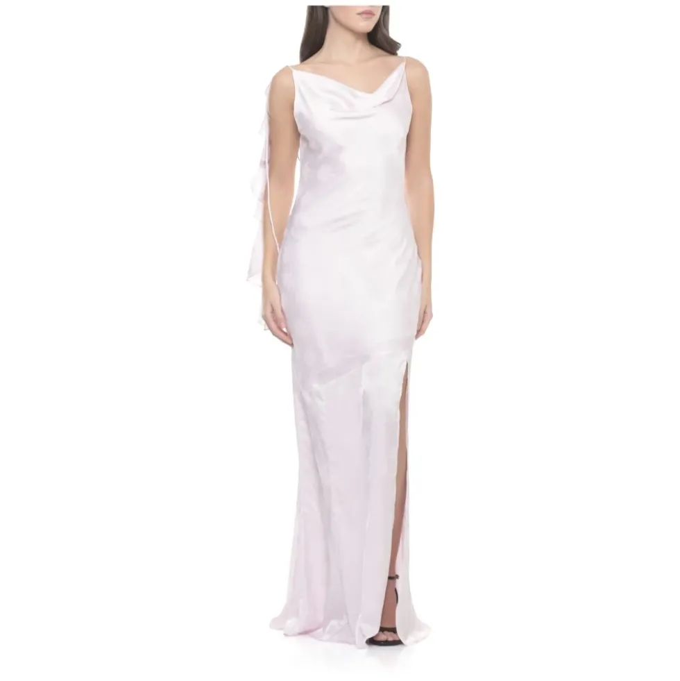 Wide Neckline Ruffle Dress