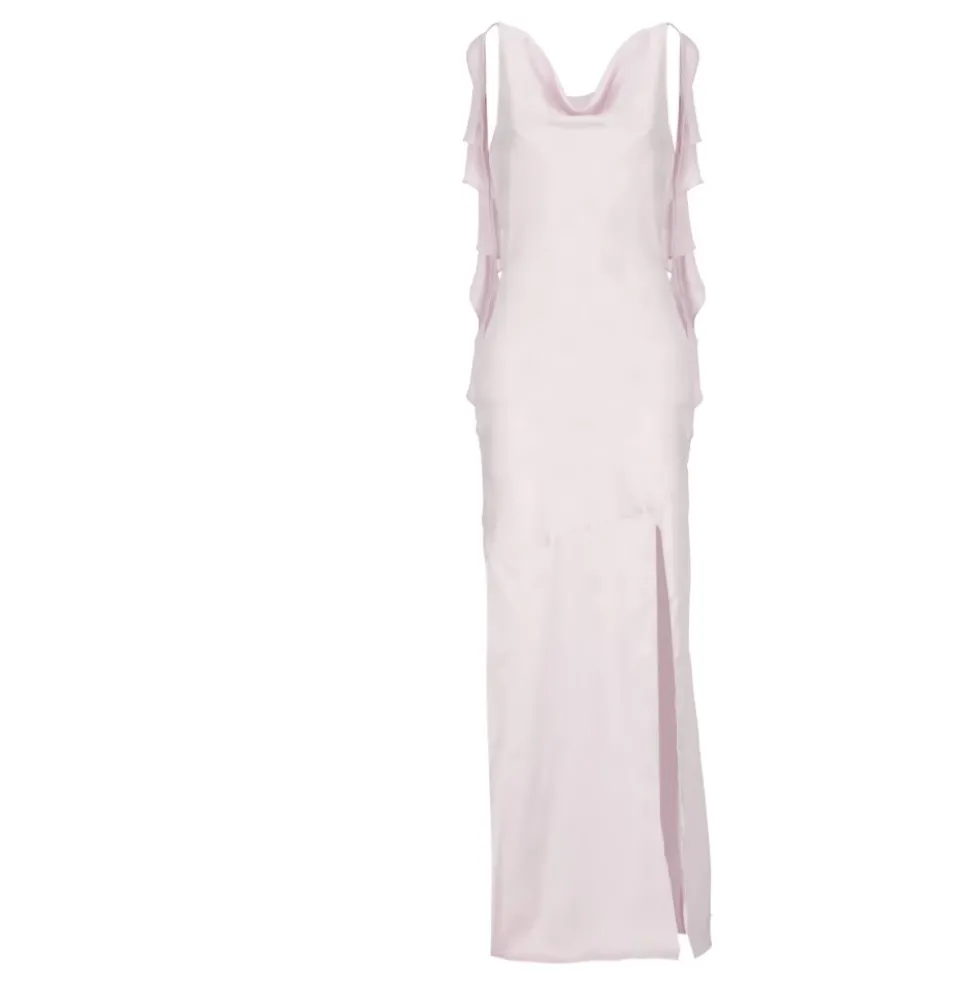 Wide Neckline Ruffle Dress