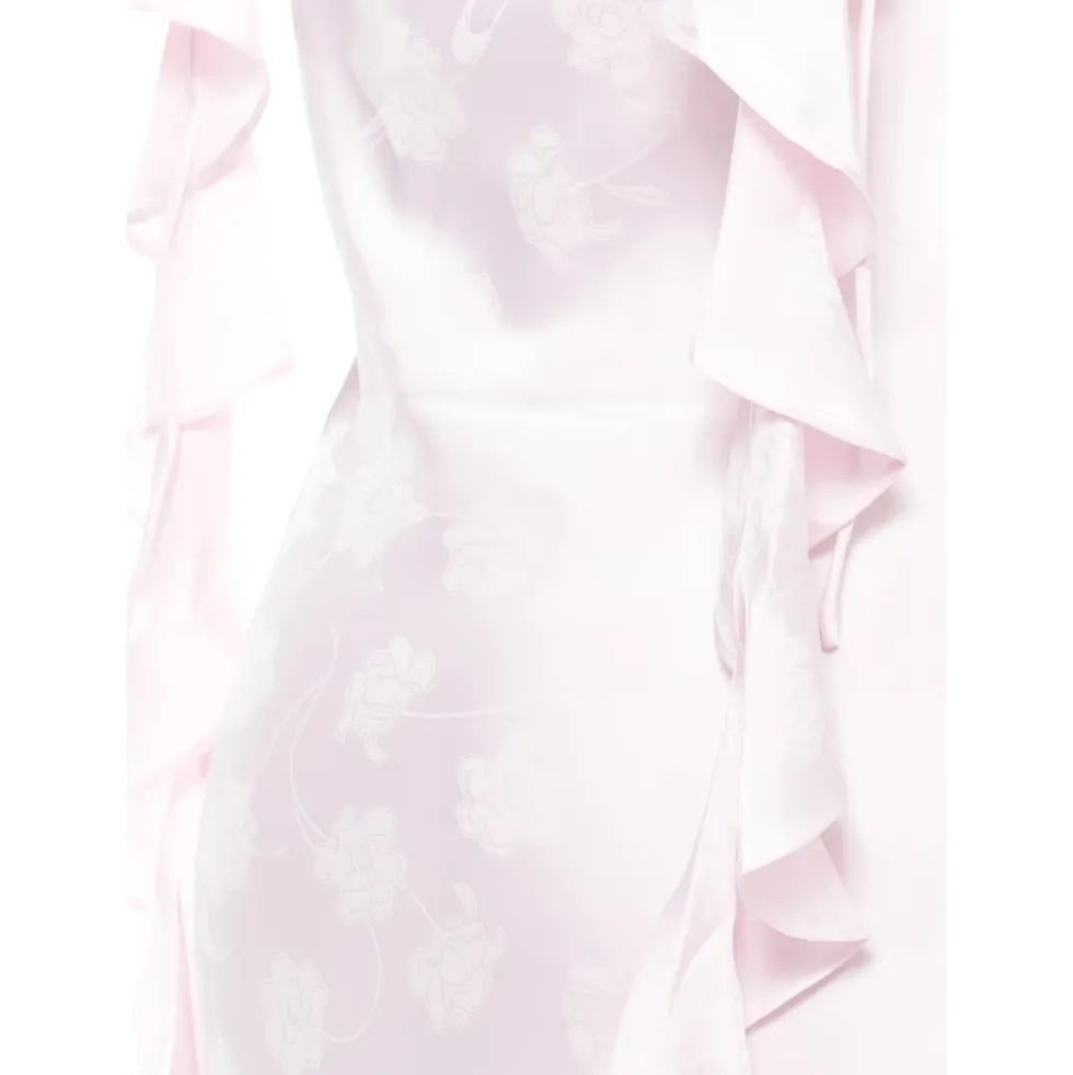 Wide Neckline Ruffle Dress