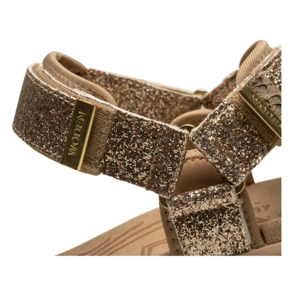 Woden - Sandal, Line Glitter - Coffe Cream / Multi