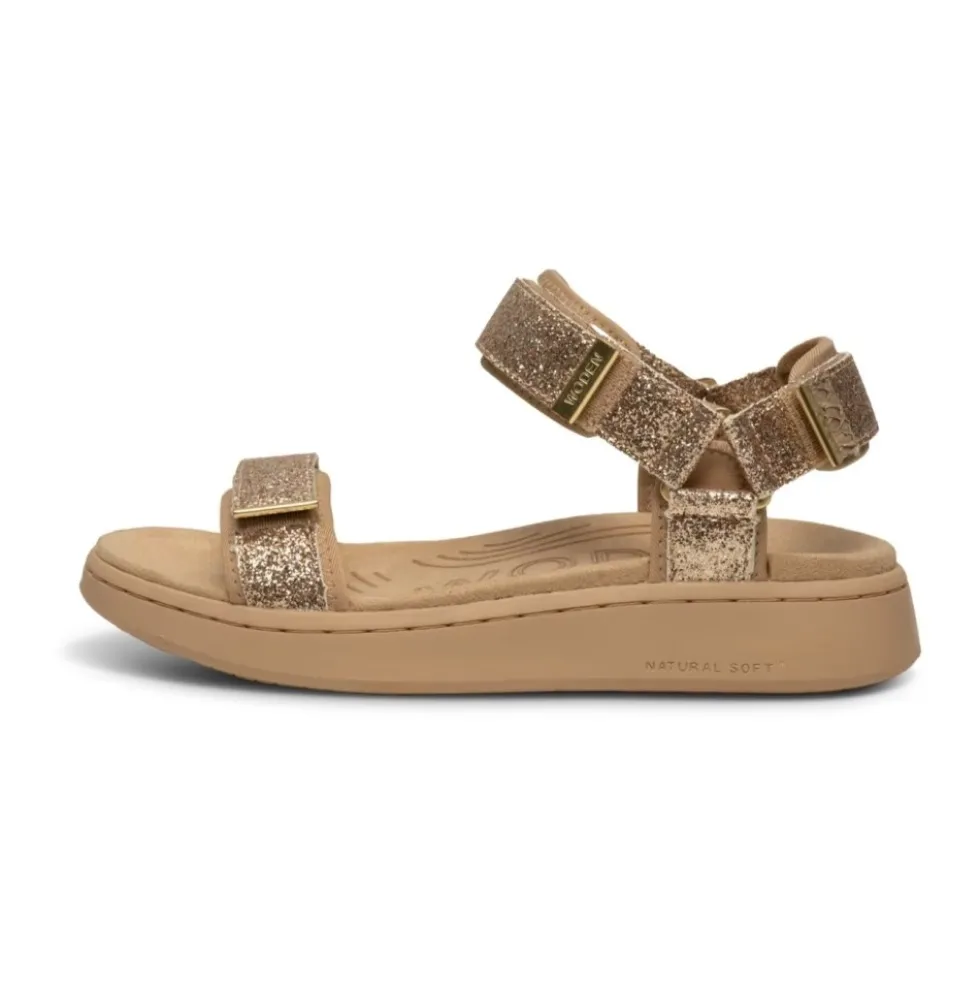 Woden - Sandal, Line Glitter - Coffe Cream / Multi
