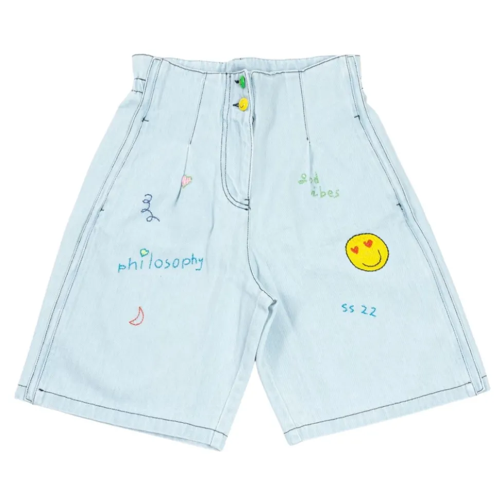 Xhuni Denim Shorts med håndbroderi
