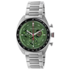 YA142318 - Interlocking 41mm rustfrit stål urkasse, grønt skive, lille sekundviser, sort keramisk bezel med tachymeter indikation, rustfrit stål armbånd